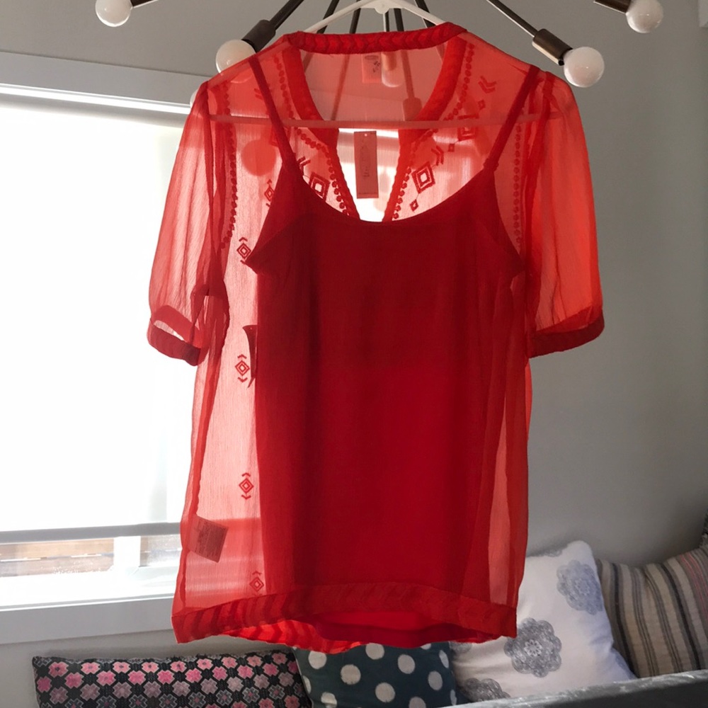sheer orange shirt - Picture 5 of 6